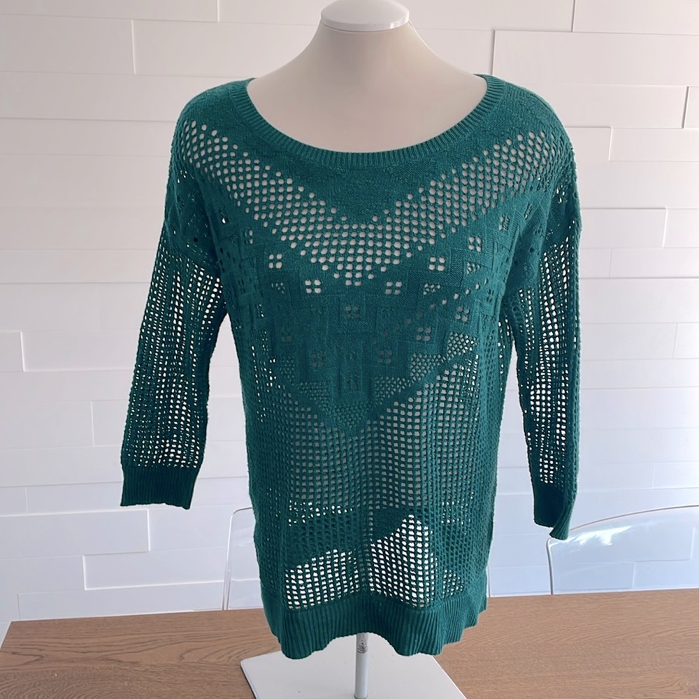 M AEO Green Sweater 3/4 length sleeve